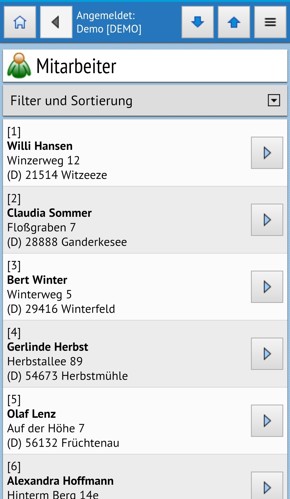 Smartphoneansicht Smarthphoneansicht Mitarbeiter