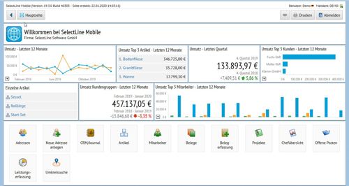 SelectLine Mobile Desktop Ansicht